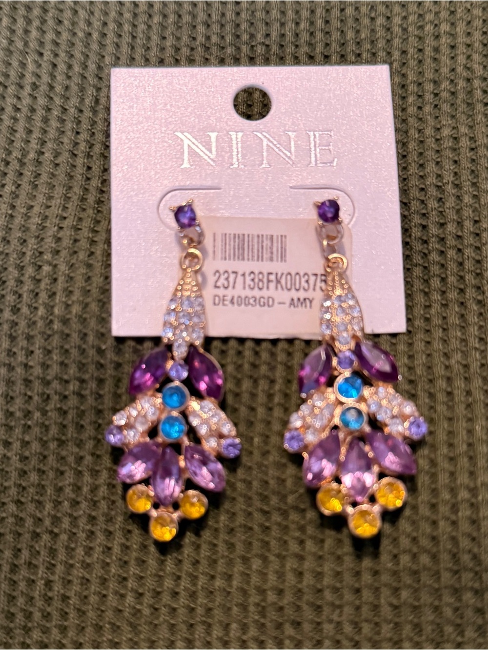 Purple Multi-Stone Drop Earrings